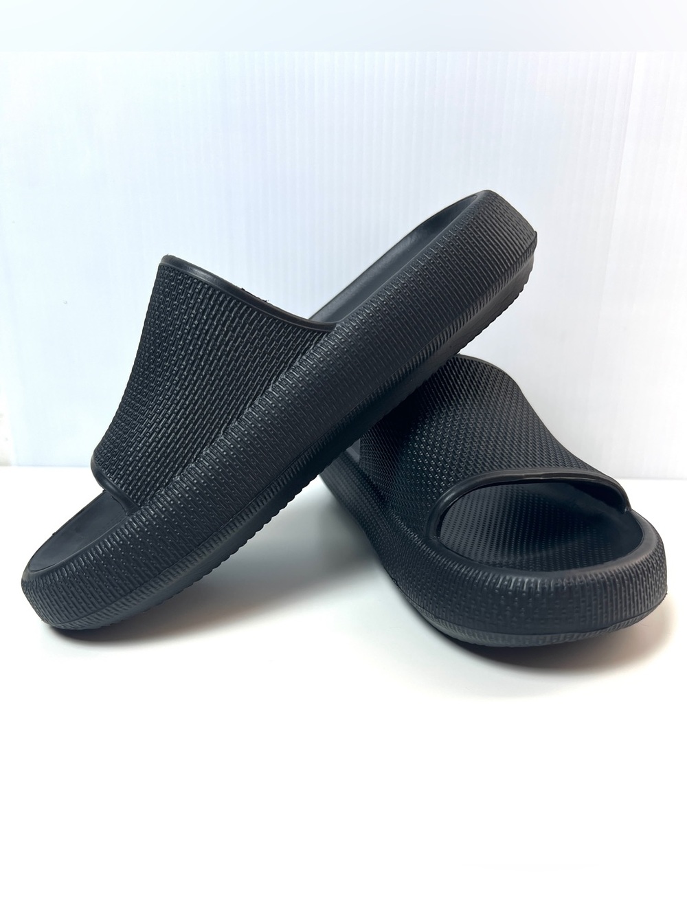 Joomra Black Pillow Cloud Slides Women 4-5.5 EVA Comfort Shower Sandals